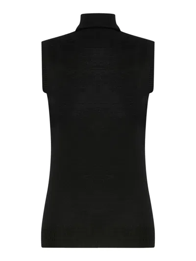 Sportmax Sleeveless Top In Pure Wool In Black