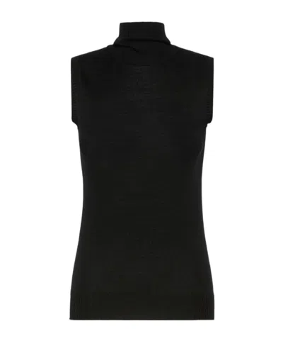 Sportmax Sleeveless Turtleneck Sweater In Black