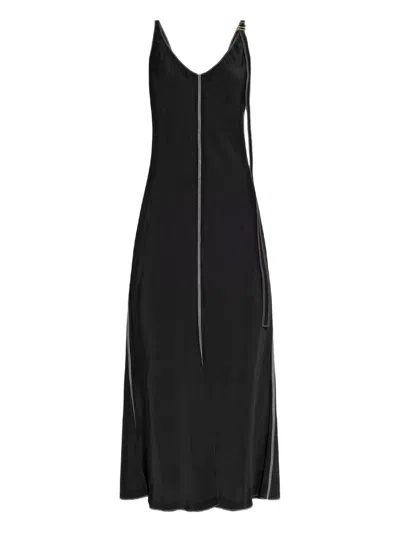 Sportmax Sleeveless V-neck Mini Dress With Adjustable Straps In Black