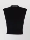 Sportmax Sleeveless Wool Blend Vest With Rhinestone Embellishment In Black
