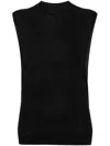 Sportmax Sleeveless Wool And Silk Top In Black