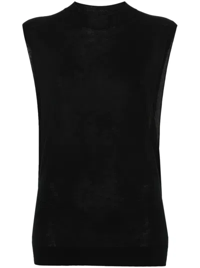 Sportmax Sleeveless Wool-silk Top In Black