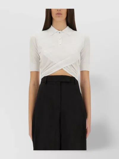 Sportmax Slim Fit Cropped Polo Top With Buttons In White