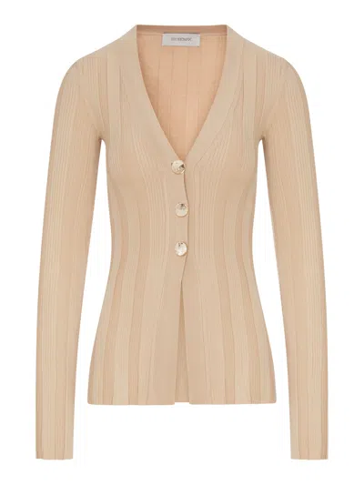 Sportmax Ribbed-knit V-neck Cardigan In Brown
