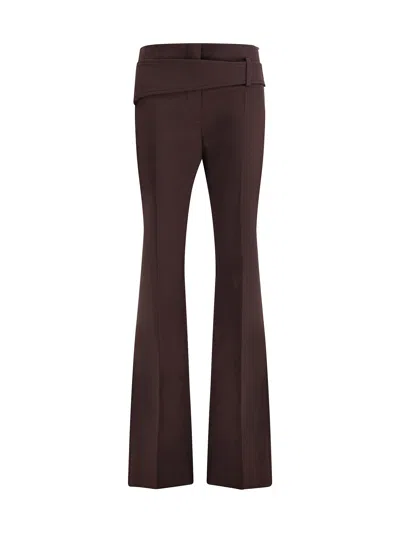 Sportmax Slim Trousers With Asymmetric Belt In Brown