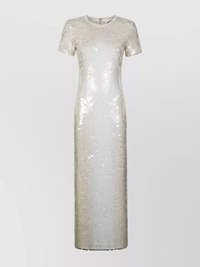 Sportmax Ranghi Ankle-length Sequin Dress With Back Slit In White