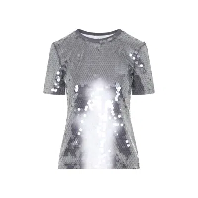 SPORTMAX SPORTMAX SMOKE BLACK KIBBUTZ SEQUINED T-SHIRT