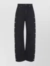 Sportmax Snap Button High Waist Wide Leg Trousers In Blue