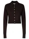 Sportmax Wool Cropped Cardigan Collared Neck In Brown
