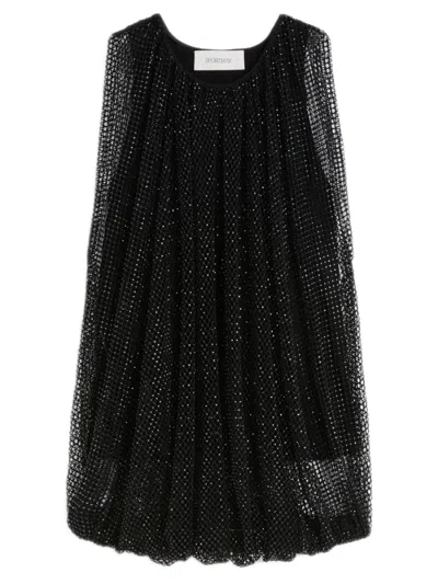 Sportmax Soft Tank Top With Rounded Neckline And Bubble Hem In Black