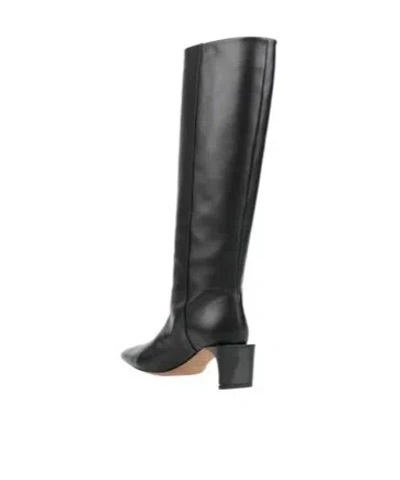 Sportmax Solid Color Pointed Toe Leather Boots In Black