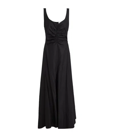 Sportmax Solid Color Sleeveless Waist-tight Dress In Black