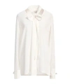 Sportmax Solid Long Sleeve Bow Tie Shirt In White