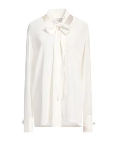 Sportmax Solid Long Sleeve Bow Tie Shirt In White