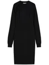 Sportmax High-necked Long-sleeved Wool Dress In Black