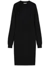 Sportmax High-necked Long-sleeved Wool Dress In Black