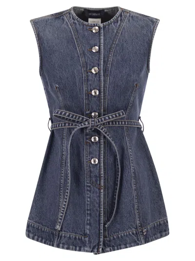 Sportmax Spddominio - Denim Sleeveless Top In Blue