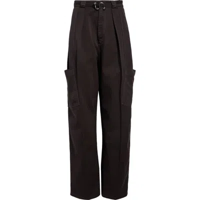 Sportmax Spigola Oversize Cotton Denim Barrel Leg Cargo Pants In Black