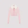 Sportmax Fur-collar Wool Cardigan In Rosa