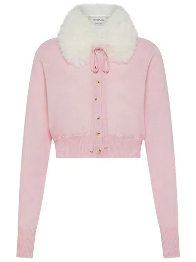 Sportmax Sport Cardigan Fake Fur Removable Neck In Multicolor