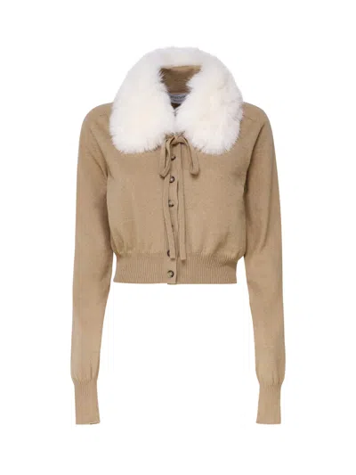 SPORTMAX SPORT KNITTED AND FUR CARDIGAN