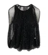 Sportmax Embellished Mesh And Jersey Top In Black