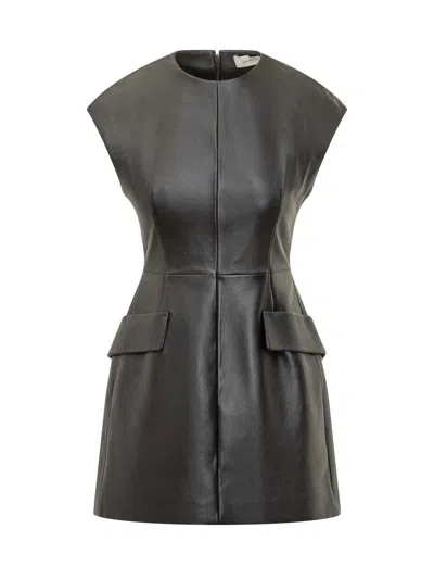 Sportmax Black Leather Short Dress With Pockets