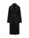 Sportmax Waist Belted Long Coat With Notched Lapels In Black