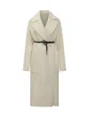 Sportmax Abate Belted Wool Long Coat In Neutral