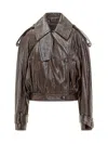 Sportmax Shiny Brown Faux Leather Short Jacket In Brown