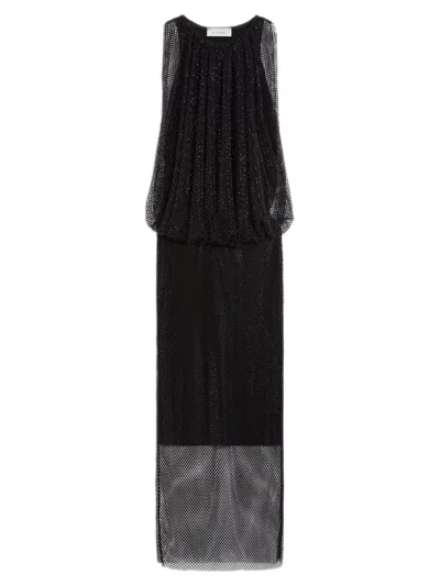 Sportmax Sporty Bubble-waist Sleeveless Dress With Rounded Neckline In Black