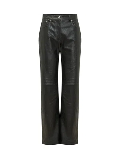 Sportmax Sporty Leather-trim Trousers With Polyester Lining In Black