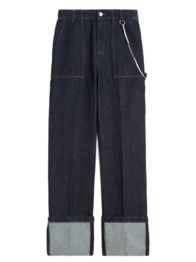 Sportmax Sporty Straight-leg Low-waist Trousers With Utility Side Pockets In Blu