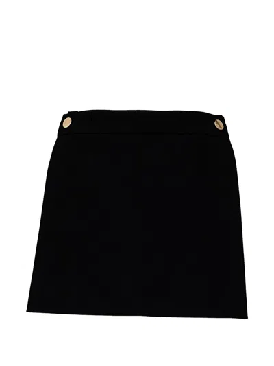 Sportmax Sporty Stretch Viscose Twill Shorts With Removable Panel And Internal Belt In Nero
