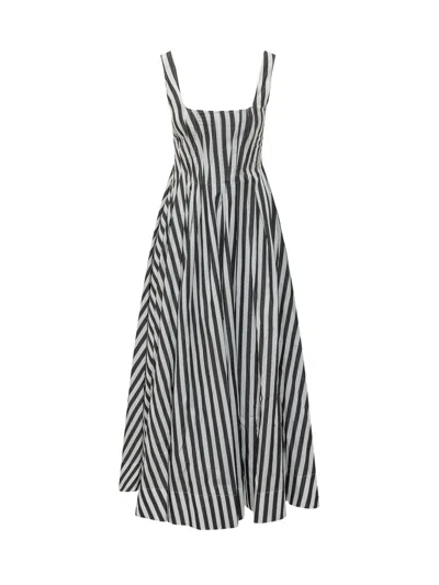 Sportmax Sporty Striped Midi Suit With Paintline In Gray