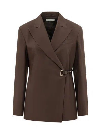 Sportmax Sporty Viscose-blend Blazer Jacket With Stretch In Cioccolato