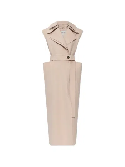 Sportmax Spsbosso Belted Sleeveless Coat In Neutral