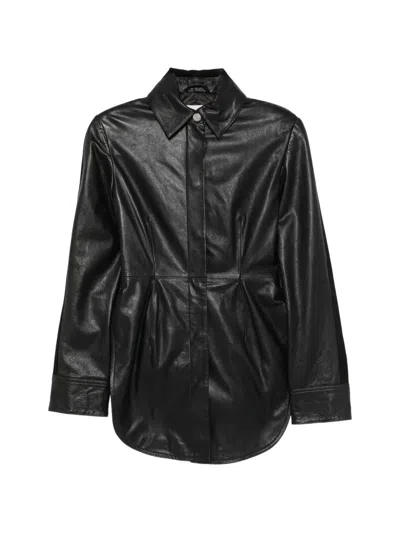 Sportmax Spscoccole Paneled Leather Jacket In Black