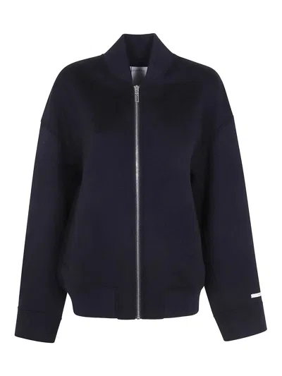 Sportmax Spx Ondata Double Wool Bomber Jacket In Black