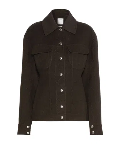 Sportmax Spxcalcio Shirt Collar Jacket In Brown