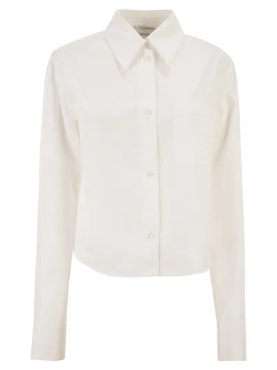 Sportmax Spxceppo Cotton Crop Top With Pleated Back In White