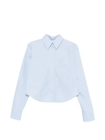 Sportmax Spxceppo Popeline Cotton Cropped Shirt In Blue