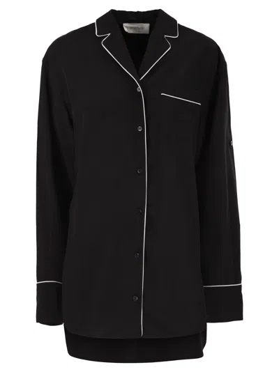 Sportmax Max Mara  Spxcocco – Fluid Viscose Shirt With Contrast Piping In Black