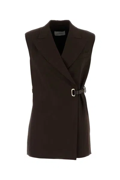 Sportmax Gettone Stretch Viscose Tailored Waistcoat In Brown