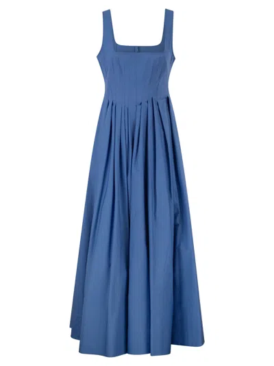 Sportmax Max Mara  Spxgiro – Structured Cotton Midi Dress With Full Skirt In Blue