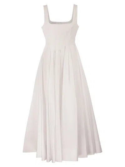 Sportmax Max Mara  Spxgiro – Structured Cotton Midi Dress With Full Skirt In White