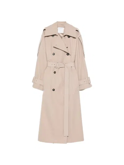 Sportmax Spxgocce Belted Double-breasted Trench Coat In Neutral