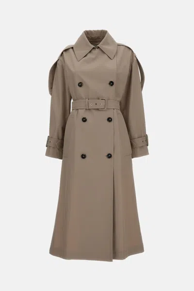 Sportmax Beige Spxgocce Water Repellent Trench Coat In Gray