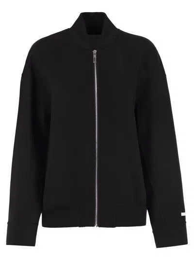Sportmax Max Mara  Spxondata - Virgin Wool Bomber Jacket With Ribbed Knit Details In Black