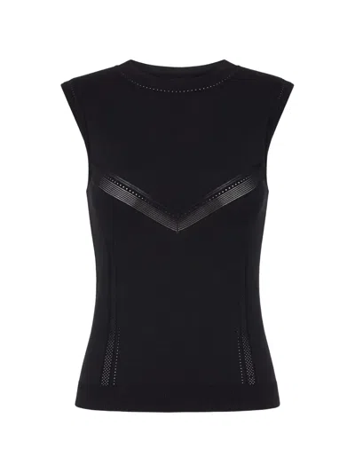 Sportmax Spxpavido Perforated-knit Top In Black
